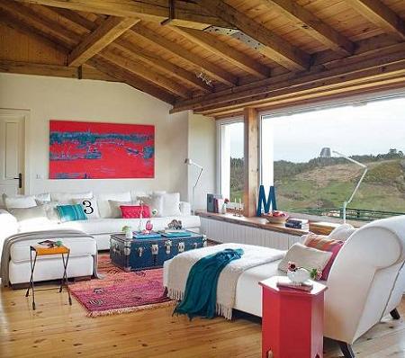 Amestec de rustic si modern in living