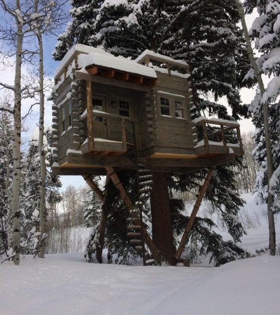 Casa din copac iarna
