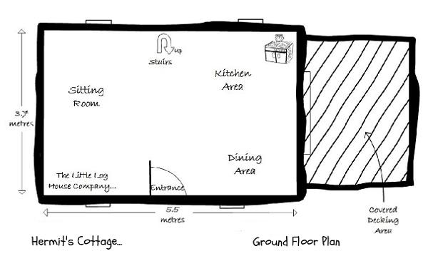 Casa mica din busteni rotunzi si semirotunzi - plan parter