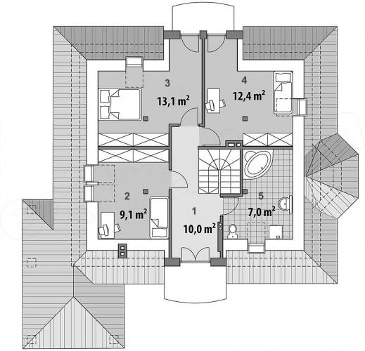 Casa cu mansarda cu lucarna, proiect mansarda