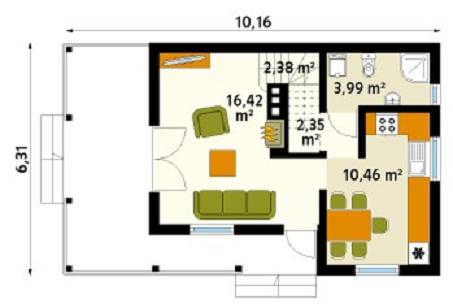 Casa de vacanta din structura usoara - proiect parter