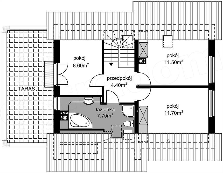 Casa cu mansarda cu 3 dormitoare, birou si garaj - proiect mansarda