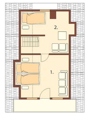  Casa de vacanta construita din cadre si panouri de lemn - proiect mansarda