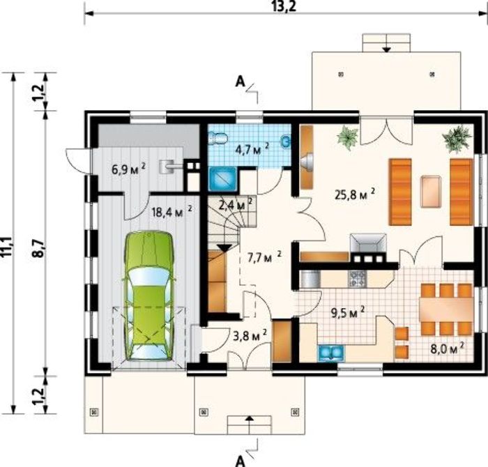  Casa placata cu caramida - proiect parter