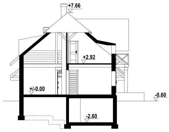 Casa din lemn masiv cu demisol partial, parter si mansarda
