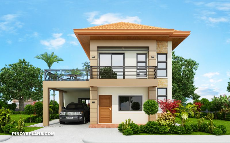 Design modern la o casa cu etaj, garaj, terasa si 3 dormitoare - imagini si proiect 3D