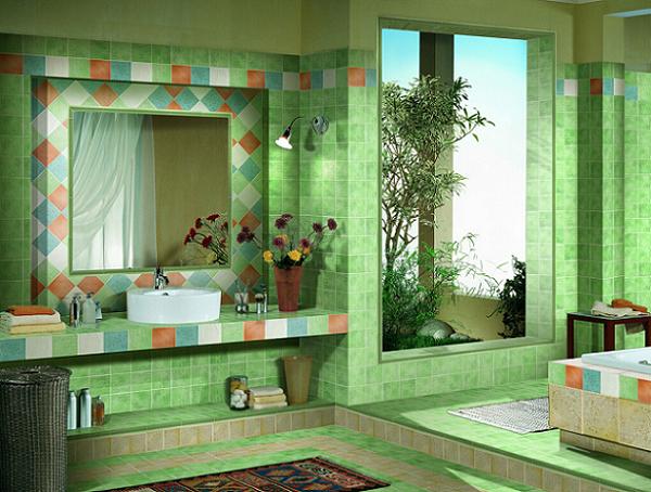 Idei pentru o baie amenajata in nuante de verde. 11 modele de bai verzi, deosebite