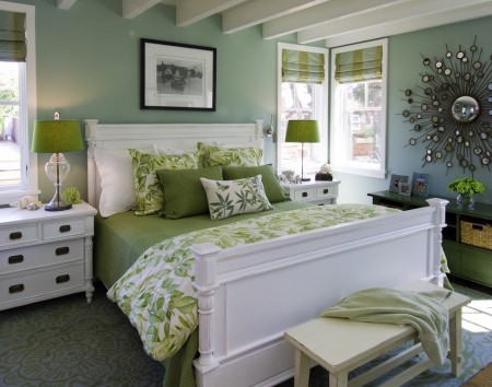 Alb si verde in dormitor