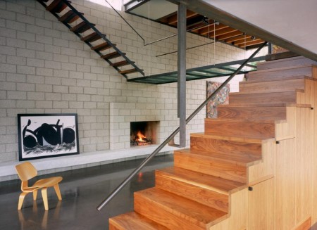 Imagine scara din lemn, metal si sticla, Palms Residence, Ehrlich Architects