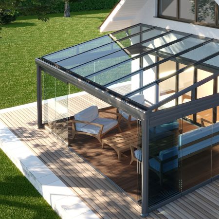 Acoperis fix din sticla pentru terasa GlassRoof - lumina naturala si protectie permanenta, in orice sezon