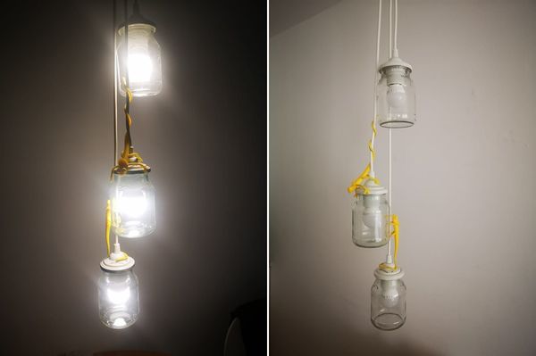 Candelabru din borcane