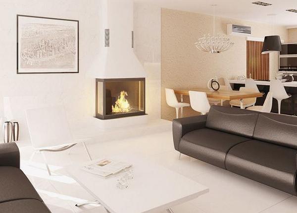 Casa fara etaj cu 3 dormitoare, garaj si acoperis in 4 ape - living