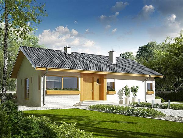 Casa eficienta energetic cu perete de sticla intre living si terasa