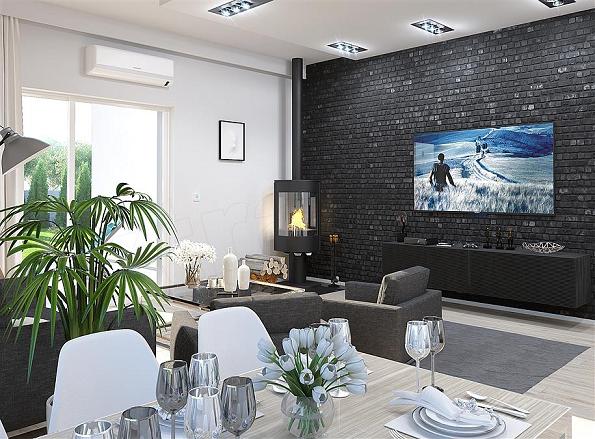 Casa fara etaj cu podul mansardabil - living