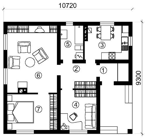 Casa la tara pe un singur nivel - plan arhitectura