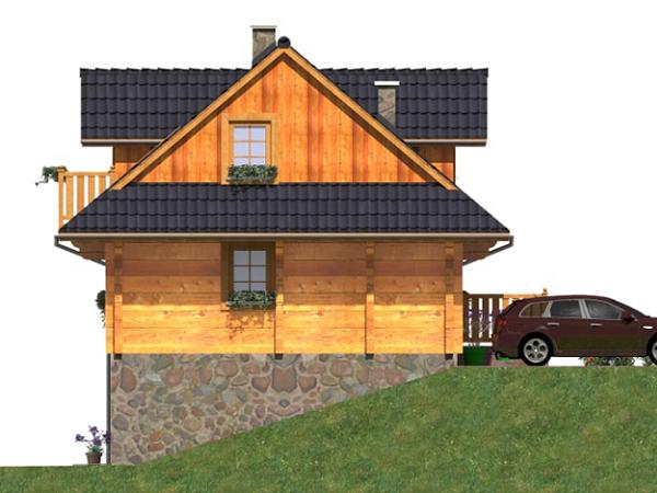 Casa din lemn masiv cu mansarda si demisol din piatra