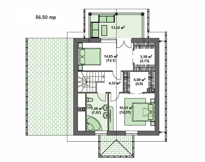 Casa cu mansarda si 3 terase - proiect parter