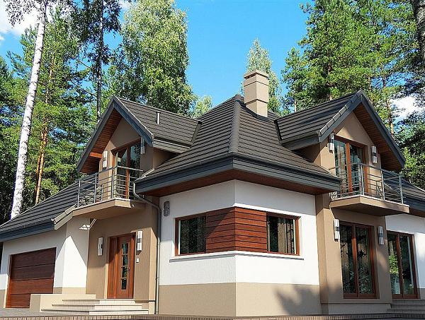 Casa cu mansarda cu 3 dormitoare, birou si garaj pentru 2 masini - fatada colt