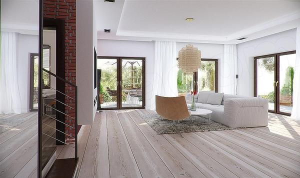 Casa cu mansarda cu 3 dormitoare, birou si garaj pentru 2 masini - living cu usi terasa