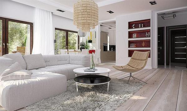 Casa cu mansarda cu 3 dormitoare, birou si garaj pentru 2 masini - living