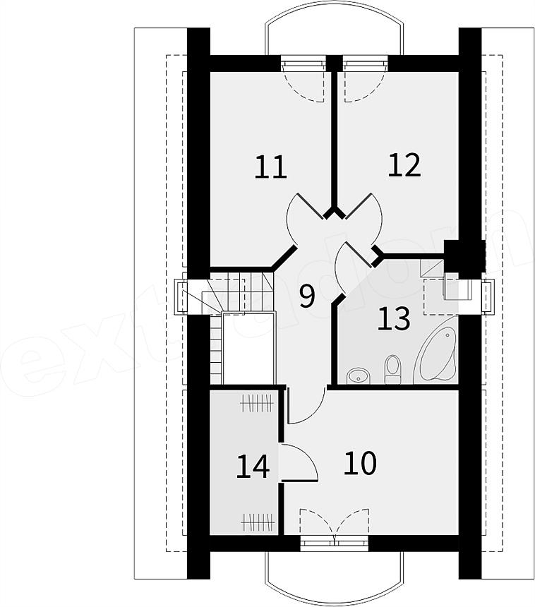 Casa mica cu patru dormitoare si garaj - proiect mansarda