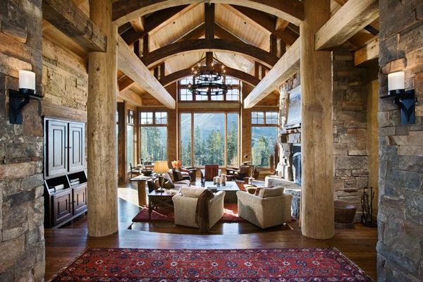 Casa rustica din lemnmasiv si piatra