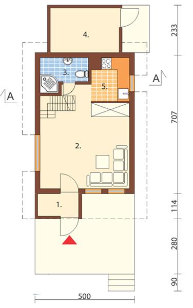  Casa de vacanta construita din cadre si panouri de lemn - proiect parter