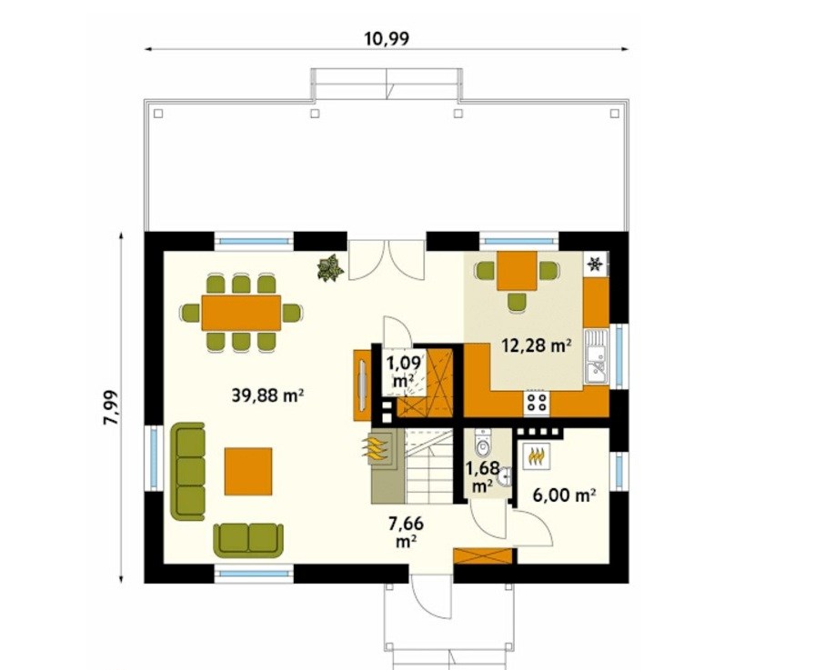Proiect parter - casa cu veranda cu balustrade de lemn