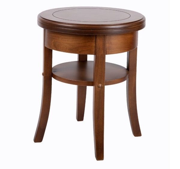 Masuta cafea rotunda Backless, lemn masiv fag, culoare nuc