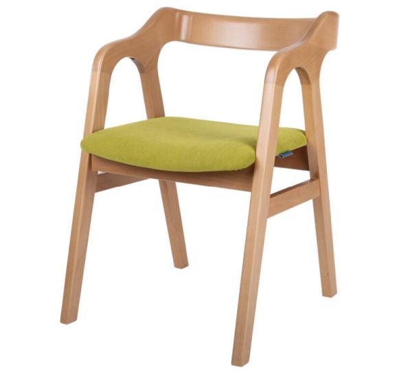 Scaun Nexon, lemn masiv fag, culoare natur, lacuit, tapitat
