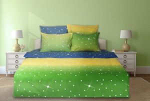 SET LENJERIE DE PAT CU IMPRIMEU MULTICOLOR, 6 PIESE - SET LENJERIE DE PAT CU IMPRIMEU MULTICOLOR, 6 PIESE