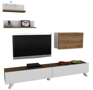 MOBILA LIVING COMODA TV WOODEN ART, ALB-NUC - MOBILA LIVING COMODA TV WOODEN ART, ALB-NUC