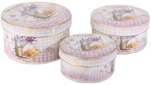 SET 3 CUTII METALICE ROTUNDE SHABBY CHIC, LAVANDA - SET 3 CUTII METALICE ROTUNDE SHABBY CHIC, LAVANDA