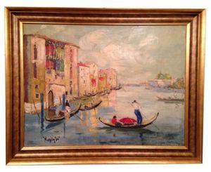 PICTURA IN ULEI PE PANZA GONDOLIER LA VENETIA, RUDOLF NEGELY - PICTURA IN ULEI PE PANZA GONDOLIER LA VENETIA, RUDOLF NEGELY