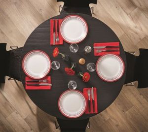 SERVICIU DE MASA ARCOPAL ADONIE, ALB CU ROSU, 18 PESE - SERVICIU DE MASA ARCOPAL ADONIE, ALB CU ROSU, 18 PESE