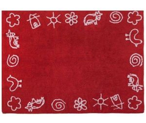 COVOR LAVABIL DIN BUMBAC ROSU-ALB CU DESENE 120X160 CM LORENA CANALS - COVOR LAVABIL DIN BUMBAC ROSU-ALB CU DESENE 120X160 CM LORENA CANALS