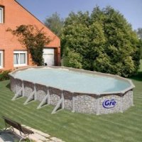 SET COMPLET PISCINA OVALA SUPRATERANA GRE 500 X 300 X 120CM ASPECT EXTERIOR PIATRA - SET COMPLET PISCINA OVALA SUPRATERANA GRE 500 X 300 X 120CM ASPECT EXTERIOR PIATRA