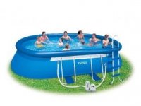 PISCINA INTEX OVAL FRAME CU CADRU METALIC SI INEL GONFLABIL 610 X 366 X 122 CM SISTEM DE FILTRARE SI - PISCINA INTEX OVAL FRAME CU CADRU METALIC SI INEL GONFLABIL 610 X 366 X 122 CM SISTEM DE FILTRARE SI