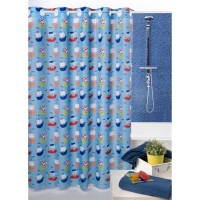 PERDEA DUS COPII BLEU CU BARCUTE MULTICOLORE - PERDEA DUS COPII BLEU CU BARCUTE MULTICOLORE