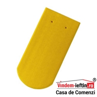 TIGLA CERAMICA TONDACH SOLZI CU TAIETURA SEMICIRCULARA GALBEN DESCHIS SATINAT 19X40CM - TIGLA CERAMICA TONDACH SOLZI CU TAIETURA SEMICIRCULARA GALBEN DESCHIS SATINAT 19X40CM