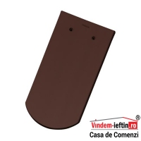 TIGLA CERAMICA TONDACH SOLZI CU TAIETURA SEMICIRCULARA MARO INCHIS SATINAT 19X40CM - TIGLA CERAMICA TONDACH SOLZI CU TAIETURA SEMICIRCULARA MARO INCHIS SATINAT 19X40CM
