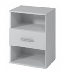 NOPTIERA MOON CU 1 SERTAR, 2 RAFTURI 48X64.5X35 CM, PAL 18MM, ALB - NOPTIERA MOON CU 1 SERTAR, 2 RAFTURI 48X64.5X35 CM, PAL 18MM, ALB