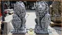 STATUETA LEU MARE CU BLAZON, GRI PATINAT, MODEL S1. - STATUETA LEU MARE CU BLAZON, GRI PATINAT, MODEL S1.