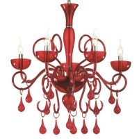 CANDELABRU ROSU LILLY SP5 - IDEAL LUX - CANDELABRU ROSU LILLY SP5 - IDEAL LUX