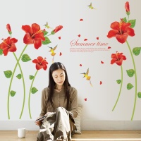 STICKER DECORATIV FLORI ROSII - SUMMER TIME - STICKER DECORATIV FLORI ROSII - SUMMER TIME