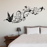 STICKER PERETE NEGRU - COLIBRI STILIZAT - STICKER PERETE NEGRU - COLIBRI STILIZAT
