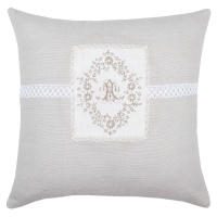 PERNA 40X40 CM GRI CU BRODERIE SI DANTELA CHARMILLE - PERNA 40X40 CM GRI CU BRODERIE SI DANTELA CHARMILLE