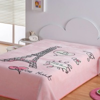CUVERTURA PAT ROZ PENTRU FETE PARIS 160 X 220 CM - CUVERTURA PAT ROZ PENTRU FETE PARIS 160 X 220 CM