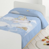 PATURA PENTRU COPII BLEU PUFOASA CU URSULET - PATURA PENTRU COPII BLEU PUFOASA CU URSULET