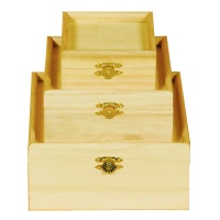 SET TREI CUTII LEMN PATRATE ART & HOBBY - SET TREI CUTII LEMN PATRATE ART & HOBBY